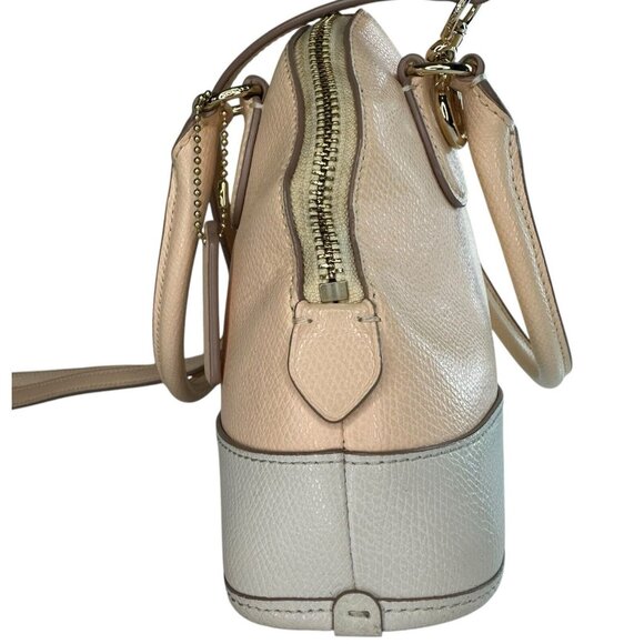 Coach Crossgrain Leather Mini Cora Crossbody Bag Satchel Bicolor Apricot Chalk - Picture 5 of 15